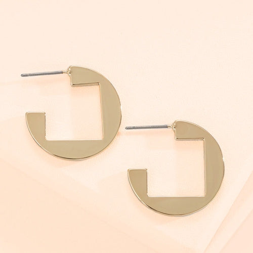 Block Cutout Hoop Earrings (Gold)