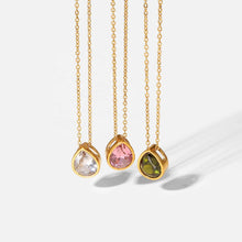 Load image into Gallery viewer, Rose Crystal Drop Necklace (Gold)