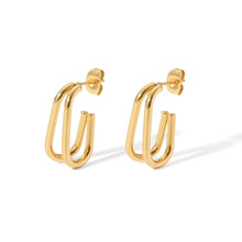 Load image into Gallery viewer, Geometric Double Hoop Earrings (Gold)