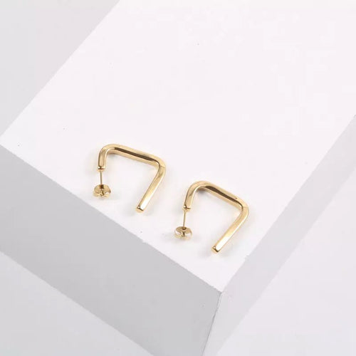 Bar Hoop Earrings (Gold)