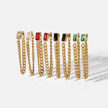 Load image into Gallery viewer, Ruby Crystal Chain Earrings (Gold)
