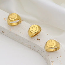 Load image into Gallery viewer, Put on a Happy Face Ring (Gold)